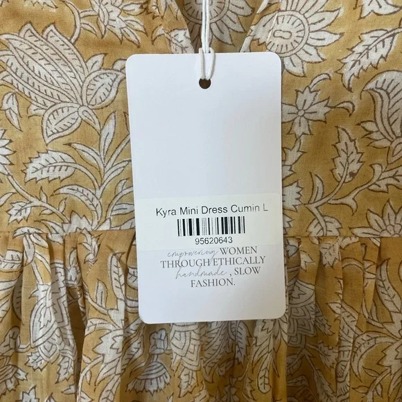 Daughters of India Mustard and Cream Floral Dress - Picture 4 of 5